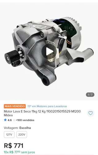 Motor de lava e seca Midea 127