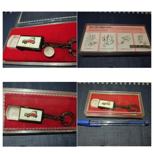 Antigo Chaveiro lanterna Microlight raro com estojo original, aproximadamente década de 70