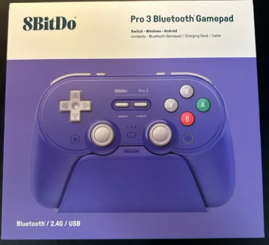 Controle 8BitDo Pro 3 bluetooth com TMR. Roxo. Nintendo switch, Android, Windows, Stea
