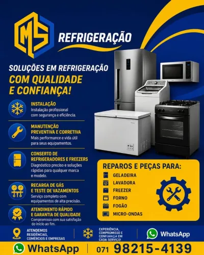 Conserto de Geladeira, Lavadora, Freezer, Micro-ondas em Lauro de freitas, Ba,