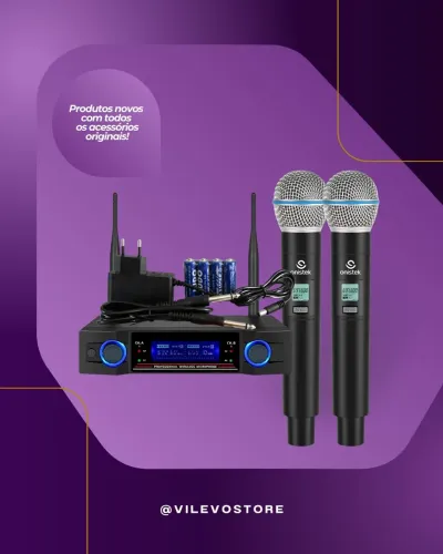 KIT DE MICROFONES SEM FIO PROFISSIONAL ONISTEK ON-MC809
