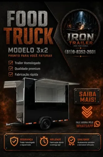 Food Truck 3x2 com Sanitário Homologado - Direto da Fábrica PE