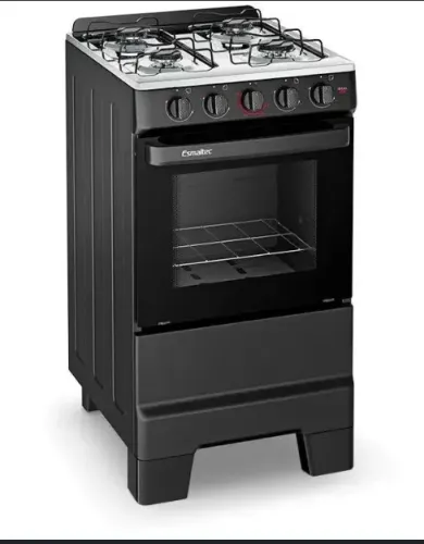 Fogão 4 Bocas Esmaltec Preto Ideal Pop 4120