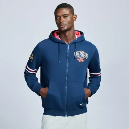 Suéter com capuz X NbaLicensed Men's Full-zip Up Long Sleeve Hooded Fleece Sweatshirt GAME