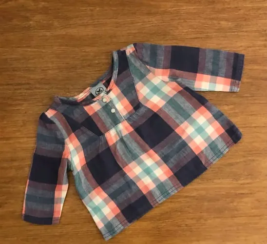 Camisa xadrez bebê menina 6 meses Hering