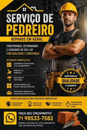 PEDREIRO DISPONÍVEL - ELÉTRICA & HIDRÁULICA