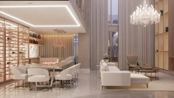 275 m², 3 suítes, 4 vagas Apartamento autoral com pé-direito duplo na Vila Olímpia