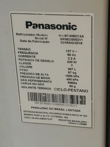 Geladeira Panasonic Frost Free 387L Inox. (Usada)