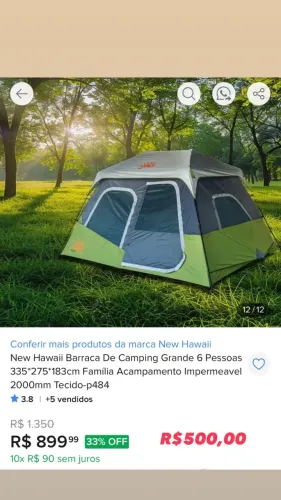New Hawaii Barraca De Camping Grande 6 Pessoas