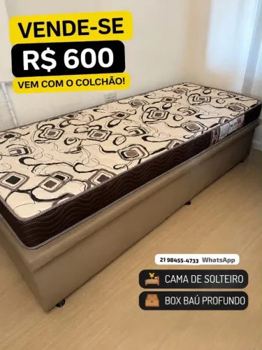Cama solteiro box baú profundo + colchao