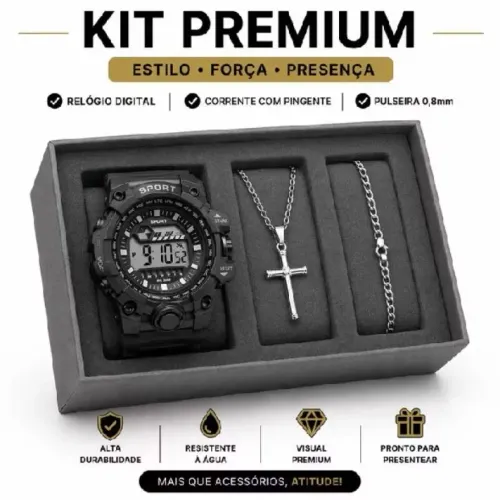 Presente de dia dos pais, Kit Relógio Masculino Digital Sport