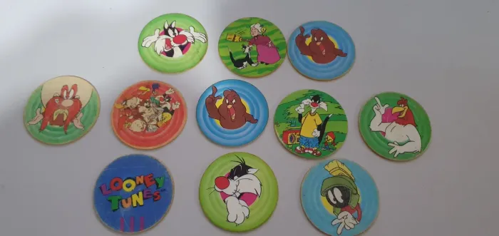 Lote de tazos elma chips primeira coleção 11 unidades perna longa tazo