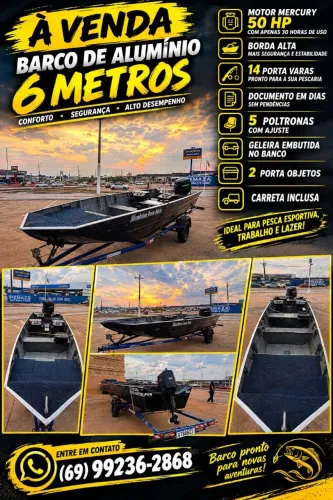 Vendo barco com motor 50hp 30 horas de uso
