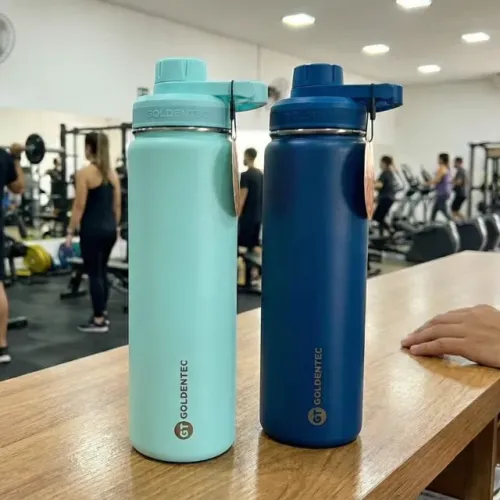 Garrafas Térmicas 750ml Azul Goldentec - FRETE GRÁTIS