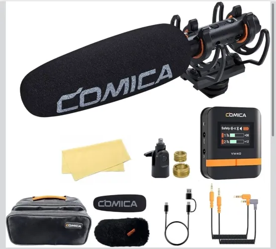 Microfone Shotgun sem fio comica VM40 2.4G
