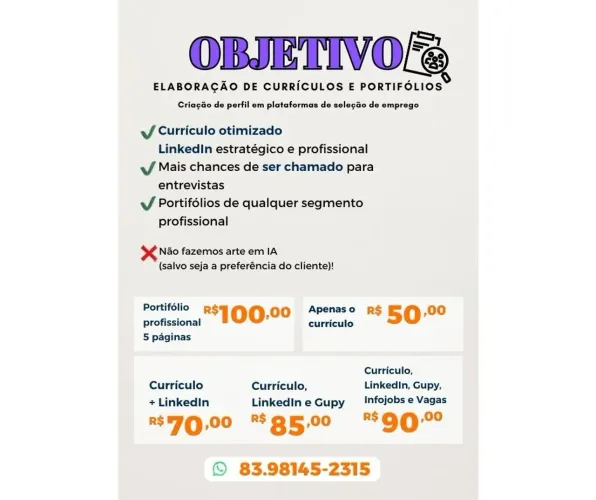 Objetivo Currículos e Portifólios 
