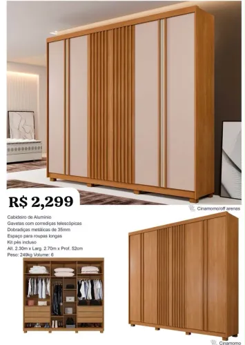Guarda Roupa Casal 2,70m - promoção