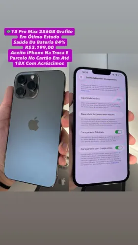 iPhone 13 Pro Max 256GB Grafite ( Saúde Da Bateria 84% ) Usado