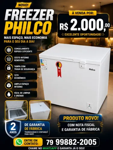 Freezer 205 litros philco valor 2.000mil novo 2 anos de garantia