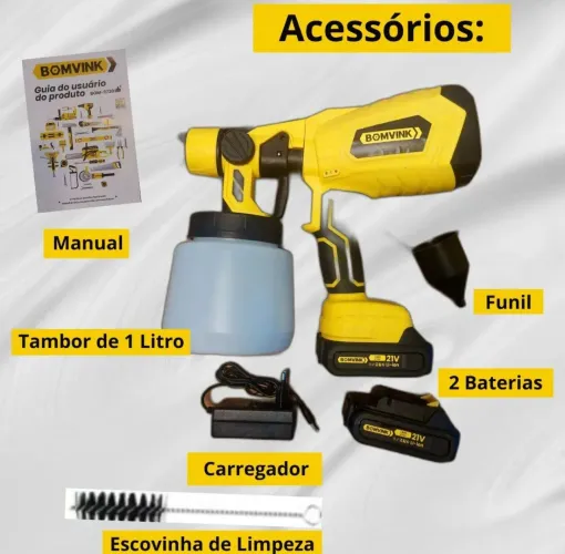 Pistola de Pintura Profissional Bomvink BOM-9720 | 21V Cordless