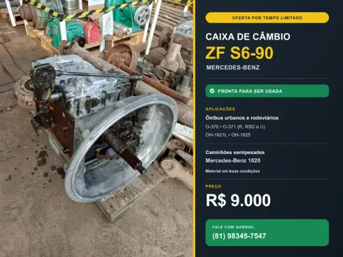 Caixa de Marcha ZF S6-90 6 Marchas, Merc Benz - P/ Ônibus Urb e Rodov e Caminhão semi-pesa
