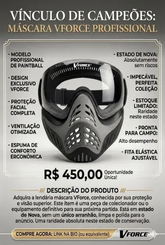 Máscara Paintball VForce Profissional - Estado de Nova (Sem Riscos)