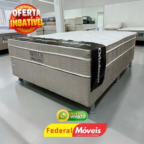 Cama Casal Box Colchão 1,38m Ortobom e Base Padrão - Solicitar Catálogo 