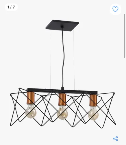 Lustre Pendente Aramado para 3 Lâmpadas cobre e Preto