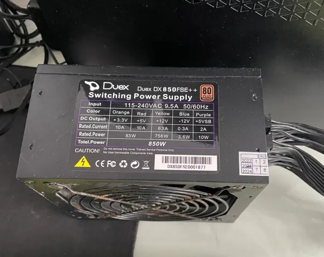 Fonte real Duex 850W 80 plus bronze pfc ativo modular