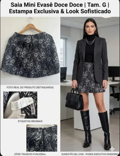 Saia Mini Evasê Doce Doce Estampa Exclusiva - Tam. G | Novíssima e Com Etiqueta!