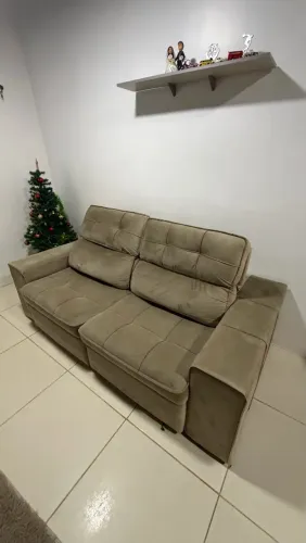 Sofá Retrátil Reclinável 3 Lugares Veludo 