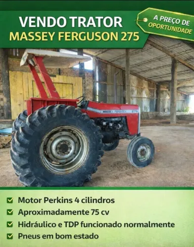 MASSEY FERGUSON 275, Capacidade de levante/:  até 3.200 kg, Mecânica simples e resistente