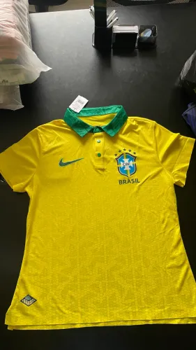 Camisa Polo Brasil Feminina Baby Look  Amarela