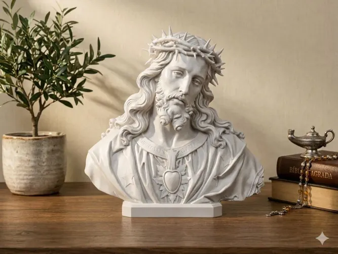 Busto de Jesus Cristo com Coroa de Espinhos - 8 cm