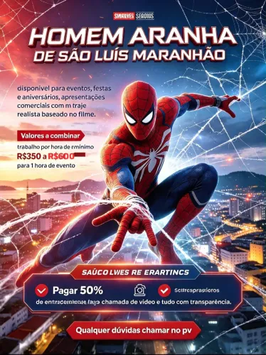 Homem aranha premium para eventos e festas