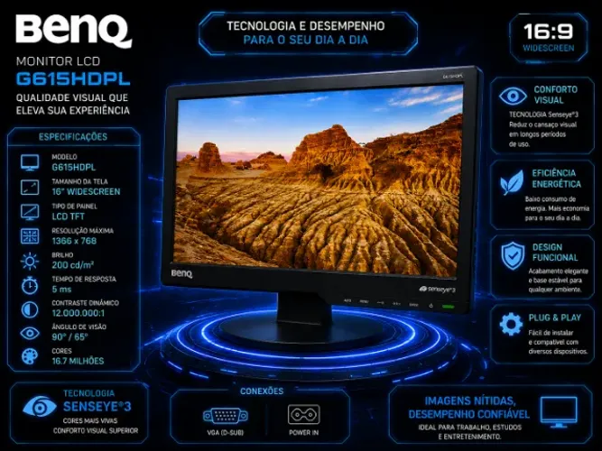 Monitor 15,6" Benq usado mais 100% funcionando com poucas marcas de uso