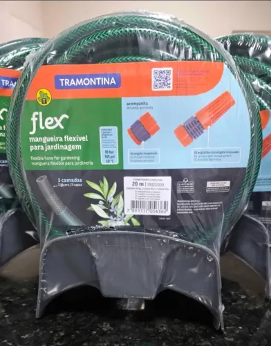 Mangueira Flex 20 Metros com Esguicho e Suporte TRAMONTINA Lacrada