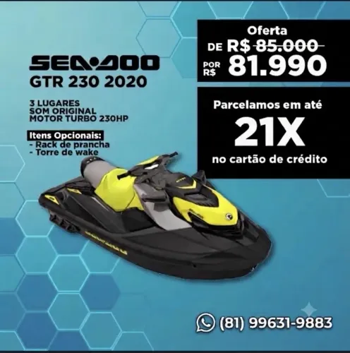 Jet Ski - SEA DOO GTR 230 (2020), + Som BT, 3 Lugares, Revisado, TROCO/ PARCELO 21x
