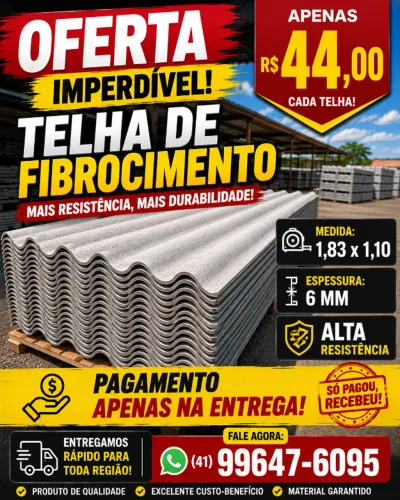 Telha 1.83 x 1.10 6mm ( Pagamento apenas na Entrega )