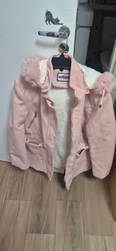 casaco leya forrado com capuz rosa p