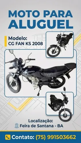 Moto para aluguel CG FAN 2008 VARETADA R$200,00 por semana.
