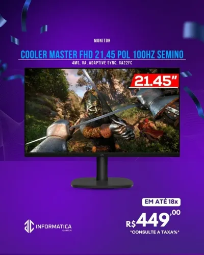 MONITOR COOLER MASTER FHD 21,45 POL 100HZ SEMINOVO