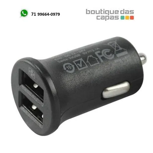 Micro Carregador veicular USB 2 entradas 2.1A Mais Mania mm766 1 ano garantia