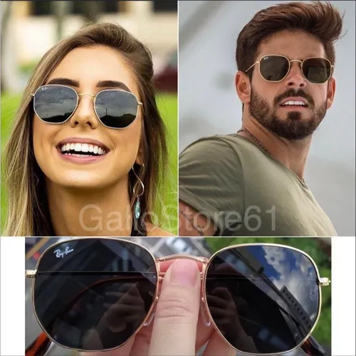 Óculos de Sol Ray Ban Hexagonal Proteção UV 400 Vintage Retro Lançamento Verão