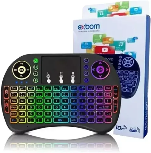 Mini teclado wireless com led para tv smart