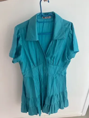 Vestido curto azul acinturado PITAYA