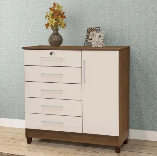 Cômoda Vitória 5 gavetas 1 porta (Temos loja Fisica)