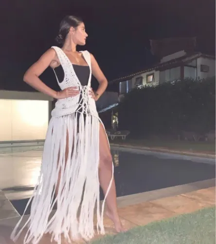 Vestido Farm Longo com Franjas- Novo!