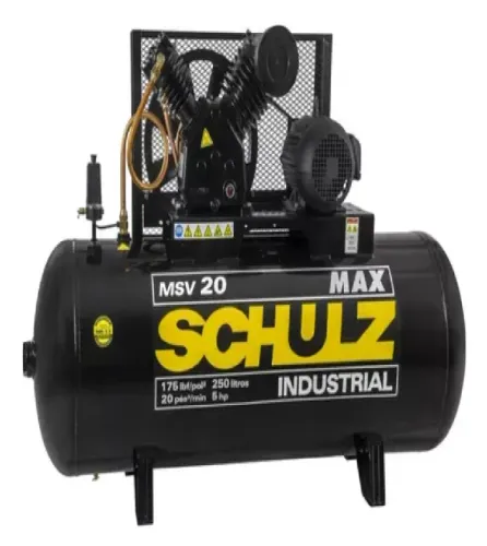 Compressor De Ar 20 Pés 250l 2hp 175lbf Trif. Max Msv 20/250