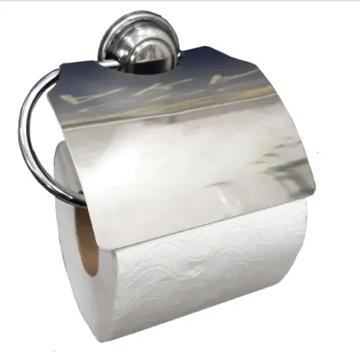 2 suportes com tampa para colocar  papel higiênico em aço inox